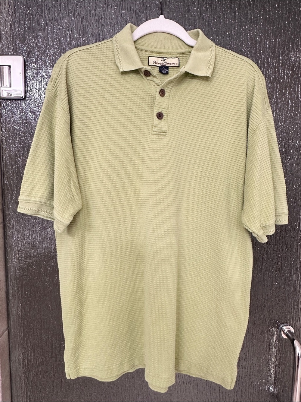 Tommy Bahama Light Green Silk/Cotton Blend Textured Polo